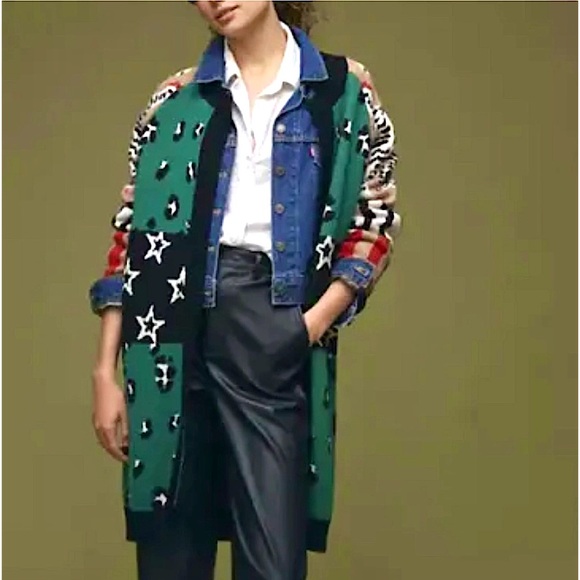 NWOT Anthropologie Starry Leopard Cardigan - Picture 2 of 16